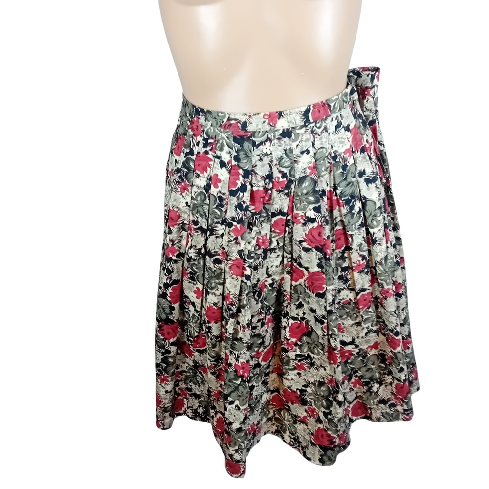 Vintage‎ 90s Calvin Klein Midi Pleated Floral Skirt Dark Romantic Cottagecore 12